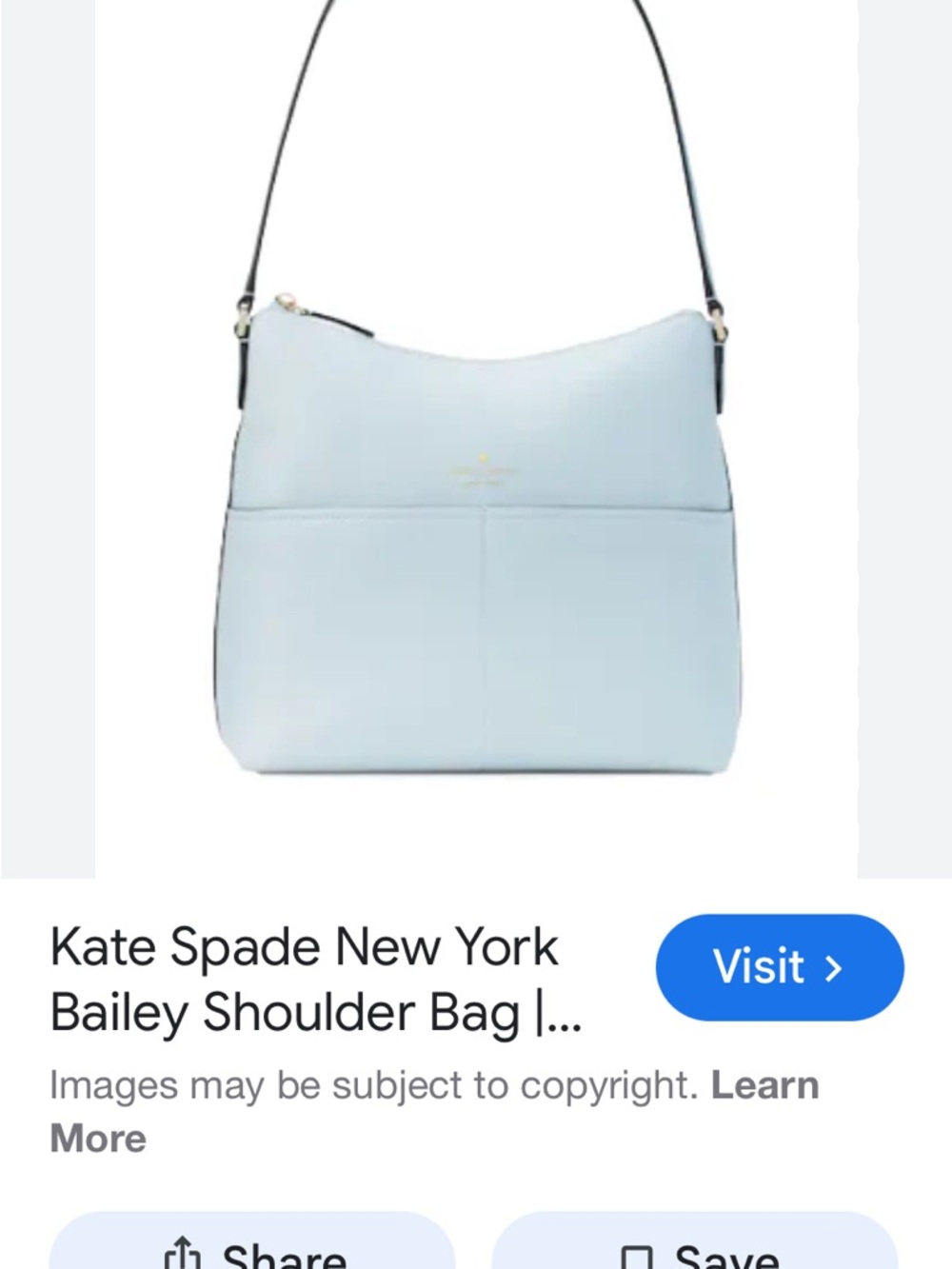 kate spade Light Blue Shoulder Bag with Black Strap